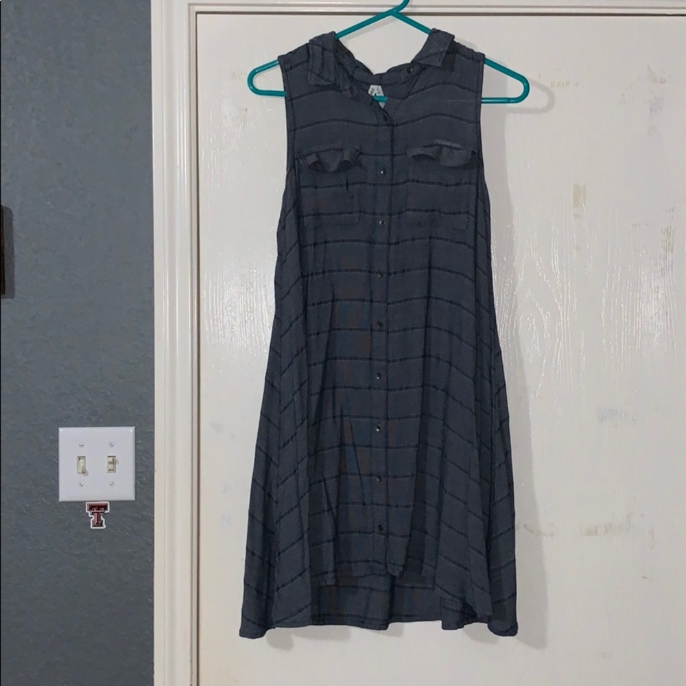 Sleeveless Blue Button Down Dress